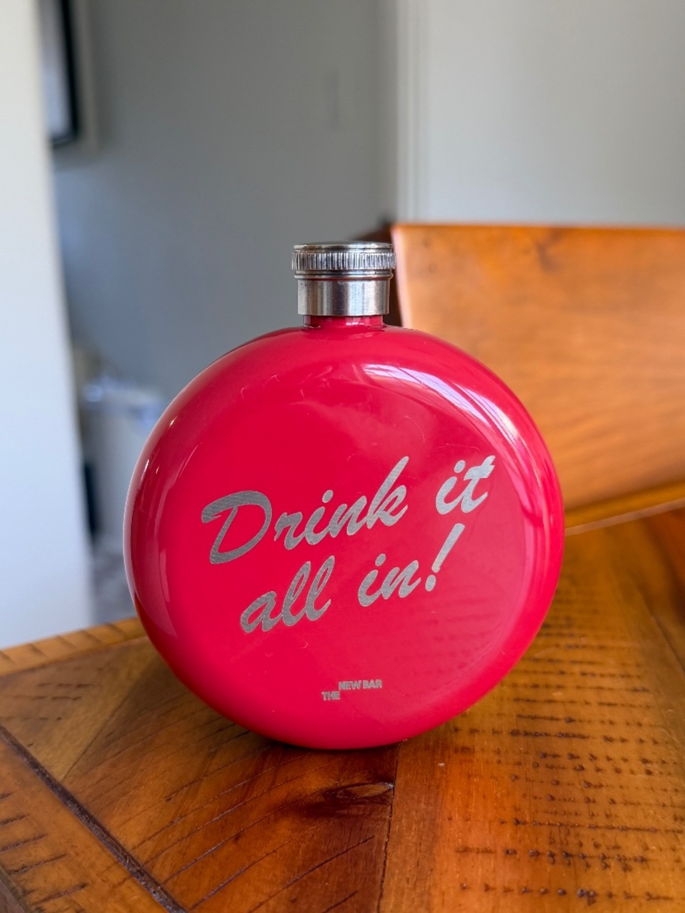 Red Round Stainless Steel 5 Oz. Flask